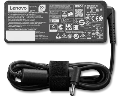 Lenovo Small Pin Laptop Charger 65W – Black (4.0mm Round, IdeaPad / Yoga / Flex / V-Series)
