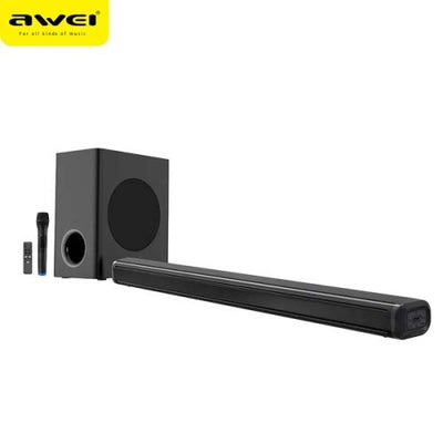 Awei Soundbar KT22 with subwoofer, front view on white background