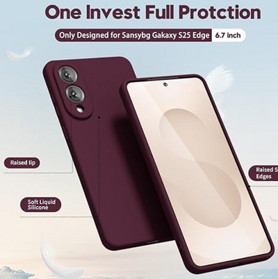 Silicone Case for Samsung Galaxy S25 Edge - Burgundy