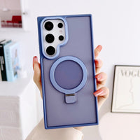Frosted matte magnetic metal kickstand case for Samsung Galaxy – in-hand with ring stand out