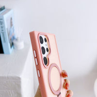 Frosted matte magnetic metal kickstand case for Samsung Galaxy – camera cutout detail