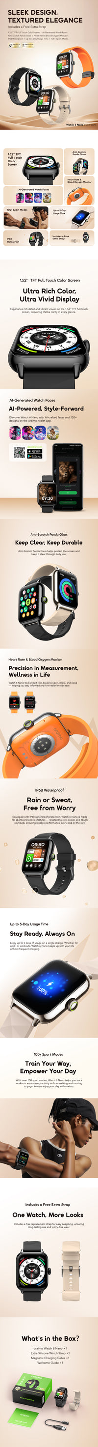 Oraimo Watch 6 Nano OSW-807N – feature and display detail