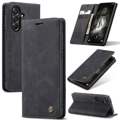Caseme Leather Wallet Flip Cover Case Note 15 Pro – Black