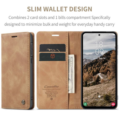 Caseme Leather Wallet Flip Cover Case Note 15 Pro – Tan Brown
