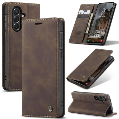 Caseme Leather Wallet Flip Cover Case Note 15 Pro – Coffee Brown
