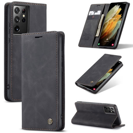 Samsung Galaxy S21 Ultra CaseMe leather wallet flip case in Black