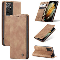 Samsung Galaxy S21 Ultra CaseMe leather wallet flip case in Brown