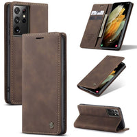 Samsung Galaxy S21 Ultra CaseMe leather wallet flip case in Coffee