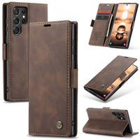 Samsung Galaxy S22 Ultra CaseMe leather wallet flip case in Coffee