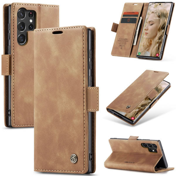 Samsung Galaxy S23 Ultra CaseMe leather wallet flip case in Brown