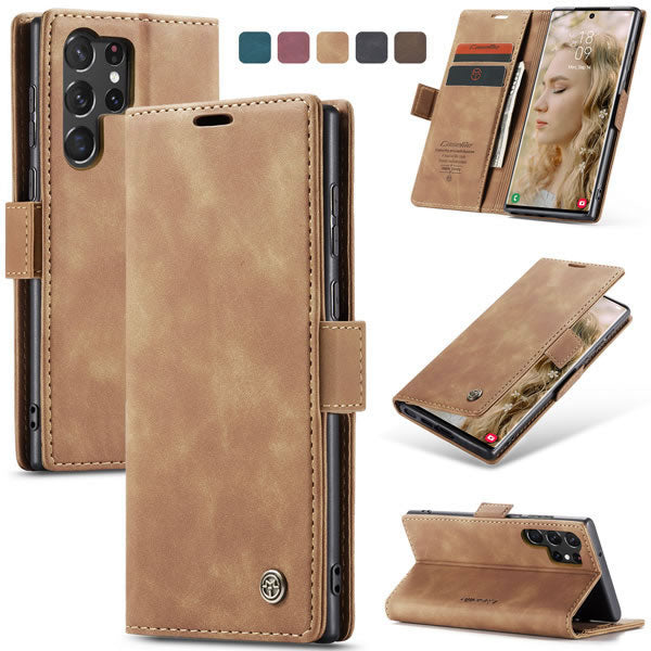 Samsung Galaxy S24 Ultra CaseMe leather wallet flip case in Brown