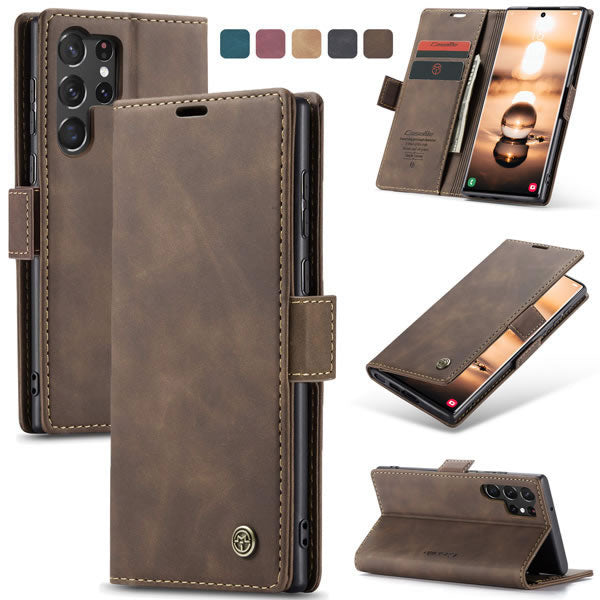 Samsung Galaxy S24 Ultra CaseMe leather wallet flip case in Coffee