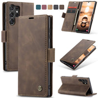 Samsung Galaxy S24 Ultra CaseMe leather wallet flip case in Coffee