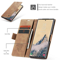 CaseMe leather wallet flip case in Brown — interior card slots