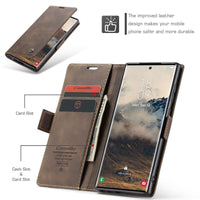 CaseMe leather wallet flip case in Coffee — interior card slots