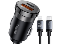 Yesido Y73 30W car charger with 27W USB-C to Lightning braided cable – product image
