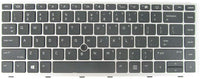 HP EliteBook 830 G5 backlit keyboard with silver frame - full view