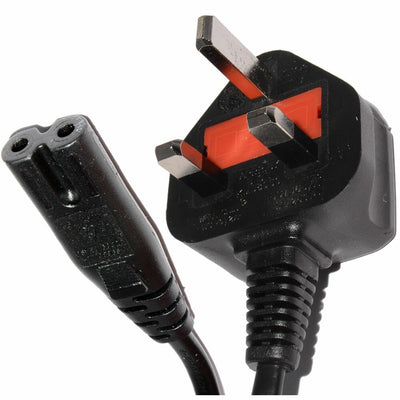 Figure-8 Power Cable – Black (UK 3-Pin to C7 2-Hole, Fused) for PS4 / Radio / TV