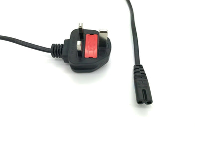 Figure-8 Power Cable – Black (UK 3-Pin to C7 2-Hole, Fused) for PS4 / Radio / TV