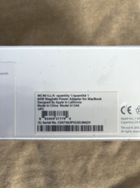 MacBook MagSafe 1 60W charger, specifications panel