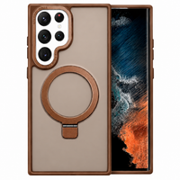 Frosted Matte Magnetic Metal Kickstand Case – Shockproof &amp; Wireless Charging | Samsung Galaxy S23–S25 Series