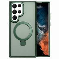 Frosted Matte Magnetic Metal Kickstand Case – Shockproof &amp; Wireless Charging | Samsung Galaxy S23–S25 Series