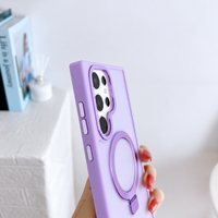 Frosted Matte Magnetic Metal Kickstand Case – Shockproof &amp; Wireless Charging | Samsung Galaxy S23–S25 Series