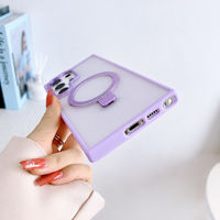 Frosted Matte Magnetic Metal Kickstand Case – Shockproof &amp; Wireless Charging | Samsung Galaxy S23–S25 Series